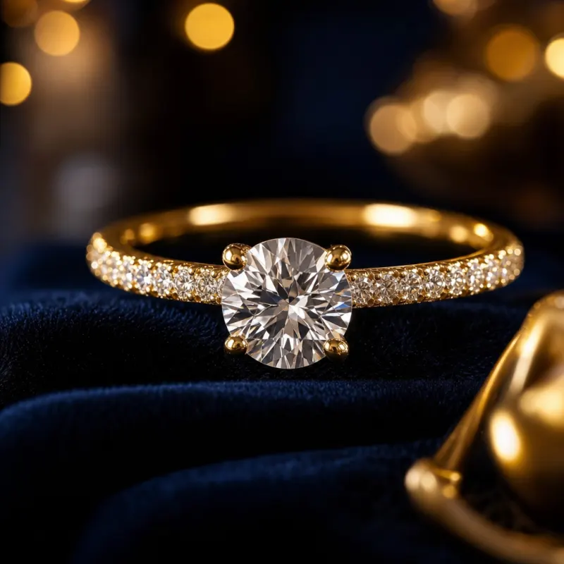 Forlovelsesring i gull med diamant